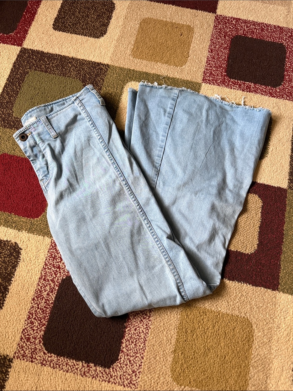 Free People Light Blue High-Rise Flare-Leg Jeans